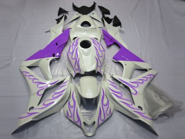 Affordable 2007-2008 Honda CBR600RR Motorcycle Fairings - White Purple Flame