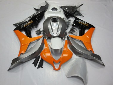 Affordable 2007-2008 Honda CBR600RR Motorcycle Fairings - Silver Orange Glossy Black