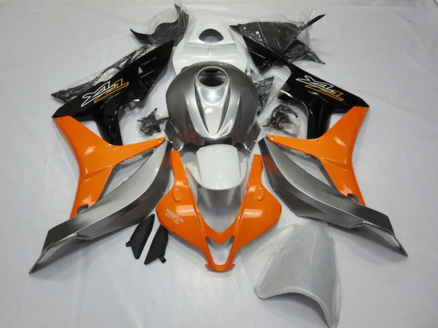 2007-2008 Honda CBR600RR Motorcycle Fairings - Silver Orange Glossy Black