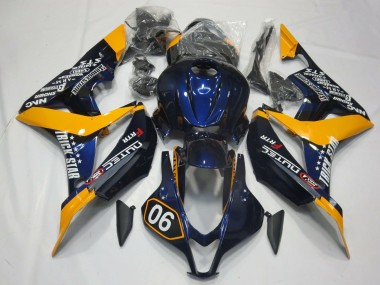 Affordable 2007-2008 Honda CBR600RR Motorcycle Fairings - Orange Blue Glossy Black