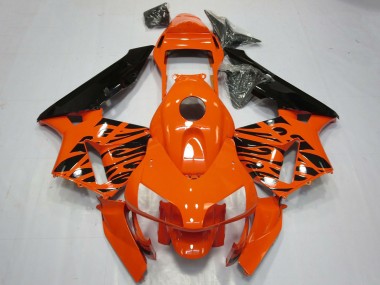 Affordable 2003-2004 Honda CBR600RR Motorcycle Fairings - Orange Glossy Black Tribal