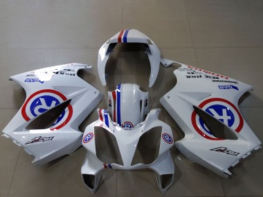 Affordable 2002-2013 Honda VFR 800 Motorcycle Fairings - White Blue Red Custom R