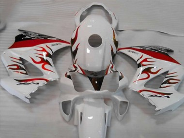 Affordable 2002-2013 Honda VFR 800 Motorcycle Fairings - White Red Flame