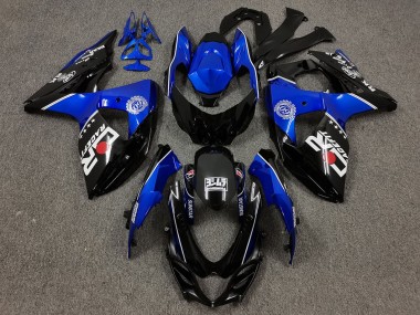 Affordable 2009-2016 Suzuki GSXR 1000 Motorcycle Fairings - Black and Blue with Custom Logo