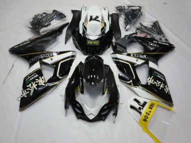 Affordable 2009-2016 Suzuki GSXR 1000 Motorcycle Fairings - Glossy Black White Gold Dark Dog 74