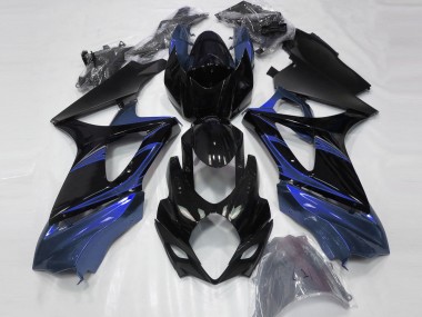 Affordable 2007-2008 Suzuki GSXR 1000 Motorcycle Fairings - Blue Glossy Black