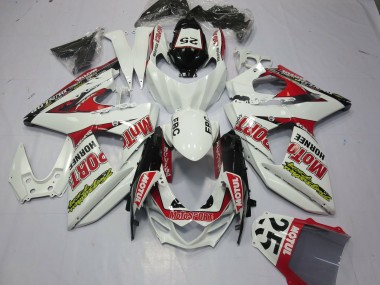 Affordable 2009-2016 Suzuki GSXR 1000 Motorcycle Fairings - White Red Dunlop 52