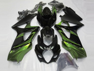 Affordable 2007-2008 Suzuki GSXR 1000 Motorcycle Fairings - Glossy Black Green