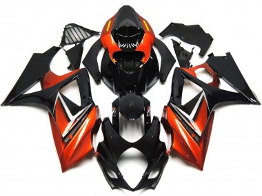 Affordable 2007-2008 Suzuki GSXR 1000 Motorcycle Fairings - Glossy Black Orange