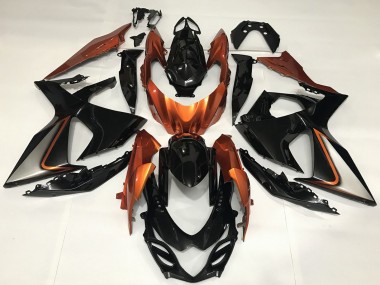 Affordable 2009-2016 Suzuki GSXR 1000 Motorcycle Fairings - Glossy Black and Shiny Orange