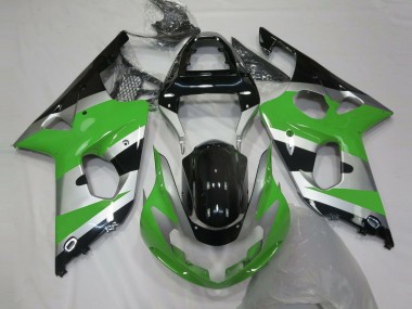 Affordable 2000-2002 Suzuki GSXR 1000 Motorcycle Fairings - Green Silver Glossy Black OEM Style