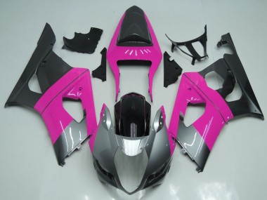 Affordable 2003-2004 Suzuki GSXR 1000 Motorcycle Fairings - Pink Silver Black