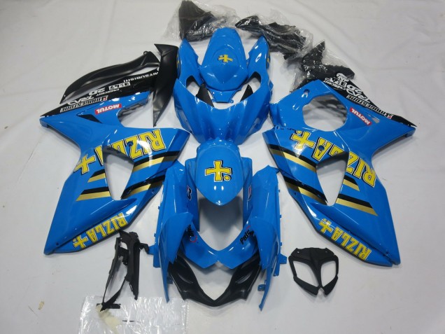 2009-2016 Suzuki GSXR 1000 Motorcycle Fairings - Blue Gold Black Rizla