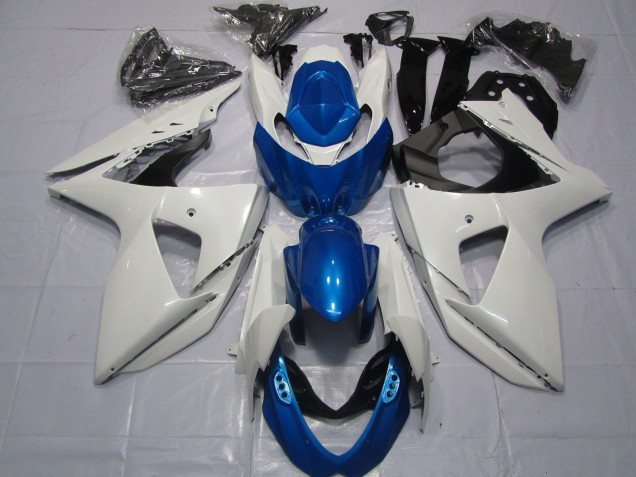 2009-2016 Suzuki GSXR 1000 Motorcycle Fairings - White Blue