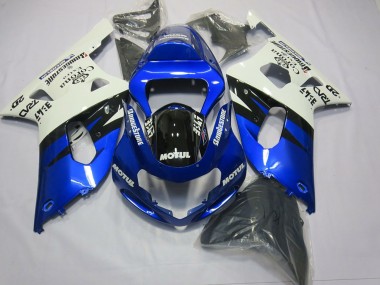 Affordable 2001-2003 Suzuki GSXR 600 / GSXR 750 Motorcycle Fairings - White Blue Glossy Black