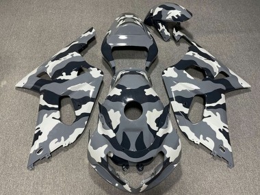 Affordable 2001-2003 Suzuki GSXR 600 / GSXR 750 Motorcycle Fairings - Grey Black White Camouflage