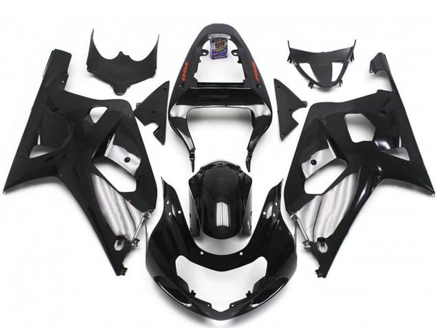 2001-2003 Suzuki GSXR 600 / GSXR 750 Motorcycle Fairings - Glossy Black Silver