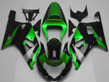 Affordable 2001-2003 Suzuki GSXR 600 / GSXR 750 Motorcycle Fairing - Green Silver Glossy Black