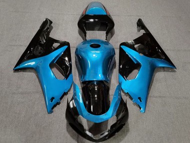 Affordable 2001-2003 Suzuki GSXR 600 / GSXR 750 Motorcycle Fairings - Light Blue Glossy Black