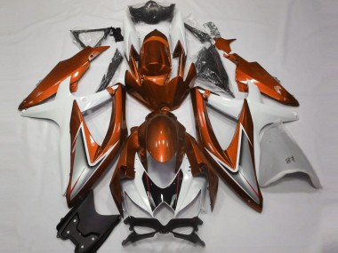 Affordable 2008-2010 Suzuki GSXR 600 / GSXR 750 Motorcycle Fairings - White Orange Silver Black
