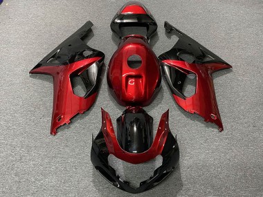 Affordable 2001-2003 Suzuki GSXR 600 / GSXR 750 Motorcycle Fairings - Red Glossy Black