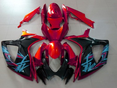 Affordable 2006-2007 Suzuki GSXR 600 / GSXR 750 Motorcycle Fairings - Red Black Light Blue