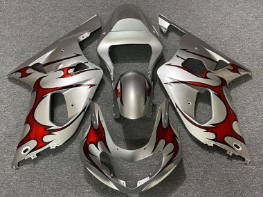 Affordable 2001-2003 Suzuki GSXR 600 / GSXR 750 Motorcycle Fairings - Silver Red