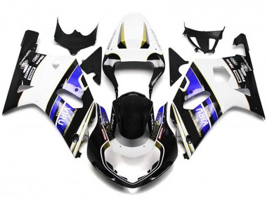 Affordable 2001-2003 Suzuki GSXR 600 / GSXR 750 Motorcycle Fairings - White Blue Glossy Black Viru Style