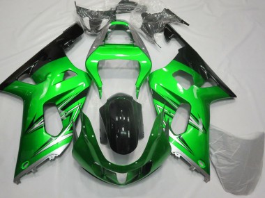 Affordable 2001-2003 Suzuki GSXR 600 / GSXR 750 Motorcycle Fairings - Green Silver Glossy Black