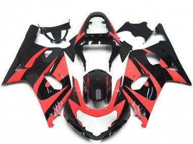 Affordable 2001-2003 Suzuki GSXR 600 / GSXR 750 Motorcycle Fairings - Light Red Glossy Black OEM Style