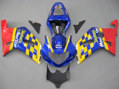 Affordable 2001-2003 Suzuki GSXR 600 / GSXR 750 Motorcycle Fairings - Blue Yellow Red Telefumica MoviStar