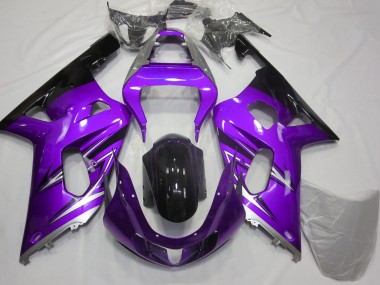 Affordable 2001-2003 Suzuki GSXR 600 / GSXR 750 Motorcycle Fairings - Purple Silver Glossy Black