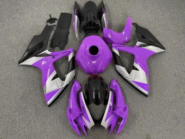 Affordable 2006-2007 Suzuki GSXR 600 / GSXR 750 Motorcycle Fairings - Purple Silver Glossy Black