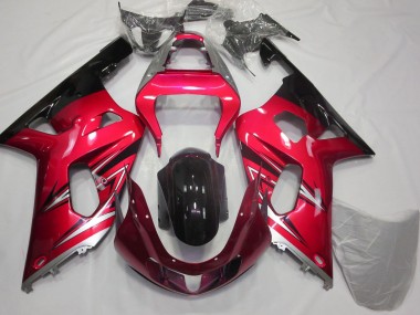 Affordable 2001-2003 Suzuki GSXR 600 / GSXR 750 Motorcycle Fairings - Red Silver Glossy Black