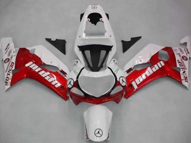 Affordable 2001-2003 Suzuki GSXR 600 / GSXR 750 Motorcycle Fairings - White Red Jordan Dunlop