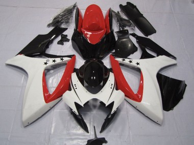 Affordable 2006-2007 Suzuki GSXR 600 / GSXR 750 Motorcycle Fairings - Red White Glossy Black