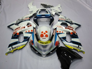 Affordable 2001-2003 Suzuki GSXR 600 / GSXR 750 Motorcycle Fairings - White Blue Red Yellow Spots