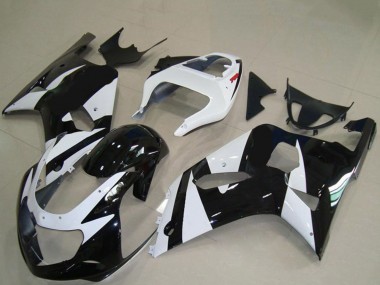 Affordable 2001-2003 Suzuki GSXR 600 / GSXR 750 Motorcycle Fairings - White Glossy Black
