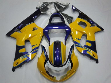 Affordable 2001-2003 Suzuki GSXR 600 / GSXR 750 Motorcycle Fairings - Yellow Blue