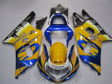 Affordable 2001-2003 Suzuki GSXR 600 / GSXR 750 Motorcycle Fairings - Yellow Blue White Corona Motul