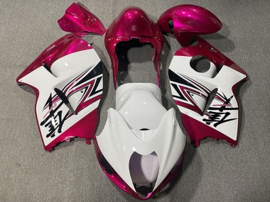 Affordable 1996-2007 Suzuki GSXR 1300 Motorcycle Fairings - Glossy White Pink