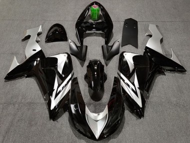Affordable 2006-2007 Kawasaki ZX10R Motorcycle Fairings - Glossy Black Silver