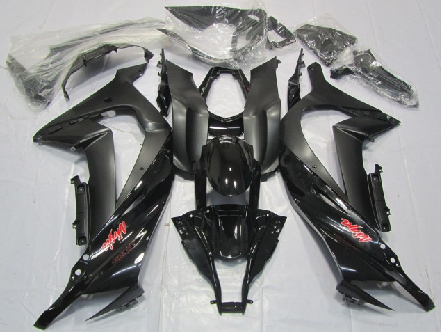 2011-2015 Kawasaki ZX10R Motorcycle Fairings - Glossy Black Matte Black Red Decal