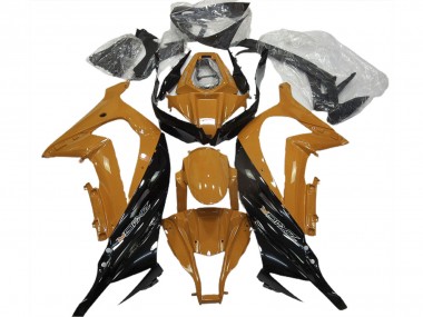 Affordable 2011-2015 Kawasaki ZX10R Motorcycle Fairings - Dark Orange Glossy Black