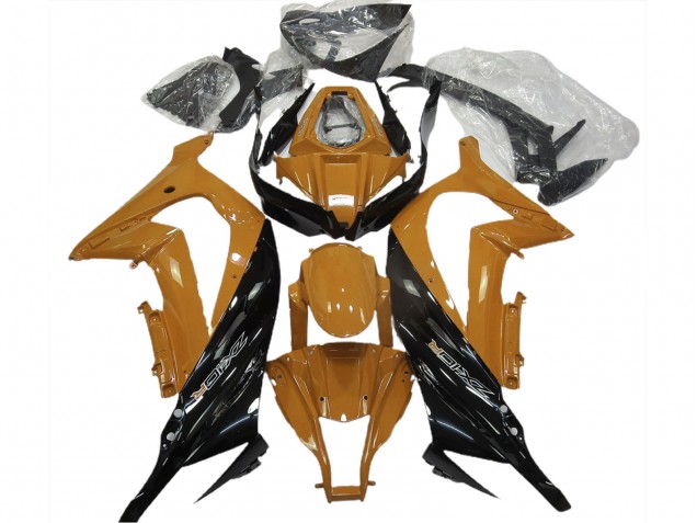 2011-2015 Kawasaki ZX10R Motorcycle Fairings - Dark Orange Glossy Black