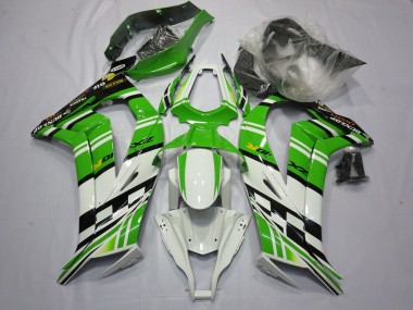 Affordable 2011-2015 Kawasaki ZX10R Motorcycle Fairing - White Green Yellow Black Maxxis Dunlop