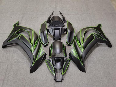 Affordable 2011-2015 Kawasaki ZX10R Motorcycle Fairings - Matte Black Green Lining