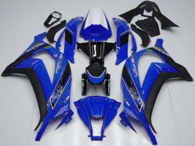 Affordable 2011-2015 Kawasaki ZX10R Motorcycle Fairings - White Blue Glossy Black OEM Style