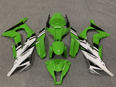 Affordable 2011-2015 Kawasaki ZX10R Motorcycle Fairings - Green White Glossy Black OEM Style