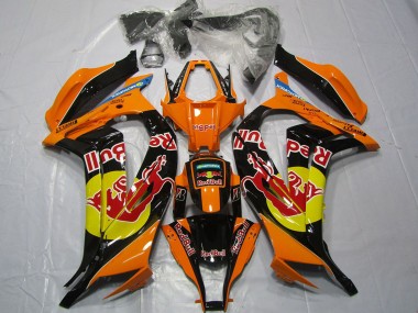 Affordable 2011-2015 Kawasaki ZX10R Motorcycle Fairings - Orange Yellow Glossy Black Red bull